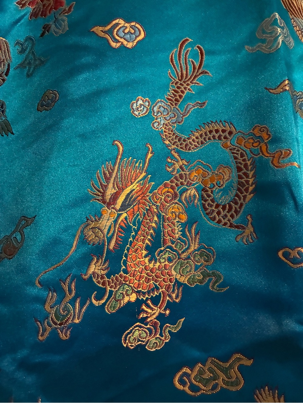 Blue Traditional Chinese Cheongsam Dress Kimono Dragon and Phoenix - Picture 10 of 13
